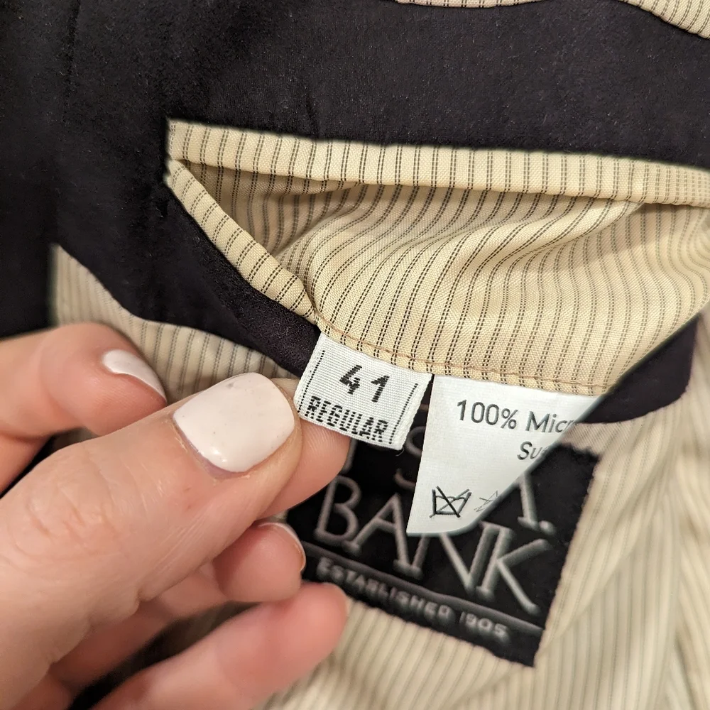 Jos. A. Bank Men’s suit black micropoly suede blazer Sport jacket coat size 41R